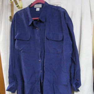 VTG VENEZIA VITALE 100% SILK, DK PURPLE, BUTTON DOWN BLOUSE, W/POCKETS, 22/24